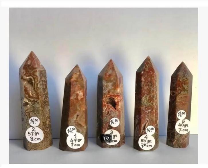 5 x Mosagaat torens punten obelisken prijs per stuk, Sieraden, Tassen en Uiterlijk, Edelstenen, Nieuw, Ophalen of Verzenden