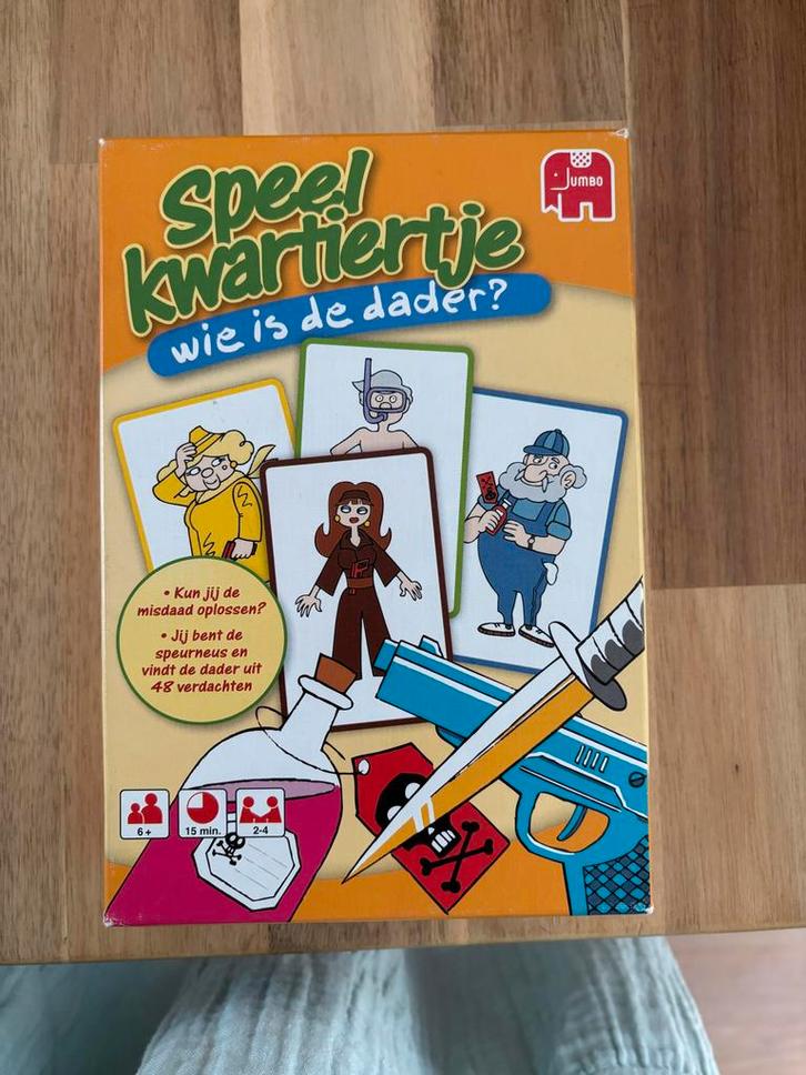 Speel Kwartiertje Wie is de dader? Bordspel Jumbo, Hobby en Vrije tijd, Gezelschapsspellen | Bordspellen, Gebruikt, Een of twee spelers