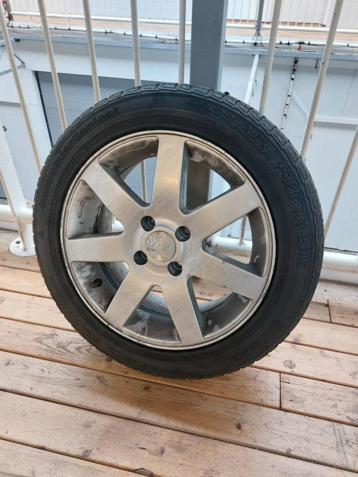 Lichtmetalen velgen 15 inch met winterbanden continental, Auto-onderdelen, Banden en Velgen, Velg(en), Winterbanden, 15 inch, 195 mm