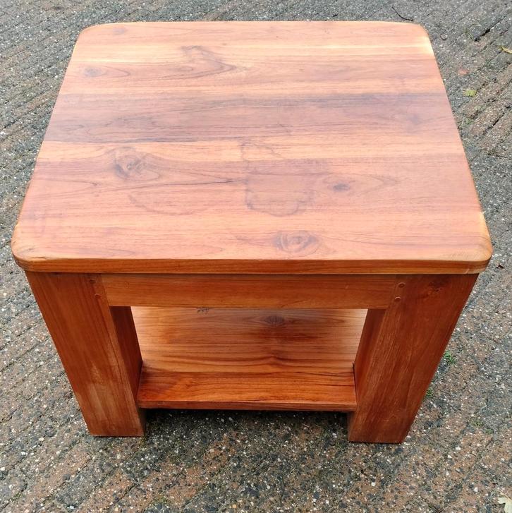 Eikenhouten salontafel bijzettafel hoektafel, Huis en Inrichting, Tafels | Bijzettafels, Vierkant, 45 tot 60 cm, Ophalen