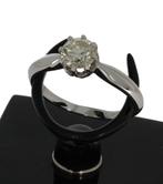 Grote diamant 0,75ct 14k wit gouden luxe dames ring solitair, Voordeelsieraden, Ophalen of Verzenden, Zo goed als nieuw, 17 tot 18