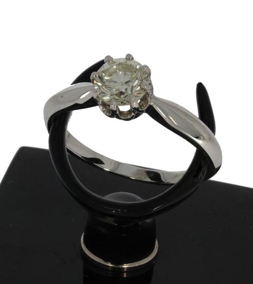 Grote diamant 0,75ct 14k wit gouden luxe dames ring solitair, Sieraden, Tassen en Uiterlijk, Ringen, Zo goed als nieuw, Dame, 17 tot 18