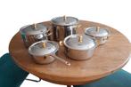 Pannenset 5 stuks, Huis en Inrichting, Keuken | Potten en Pannen, Ophalen, Zo goed als nieuw, Rvs, Pannenset