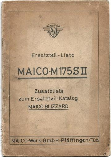 Maico 175 S II Zusatzliste onderdelenlijst (7203mz) motor beschikbaar voor biedingen