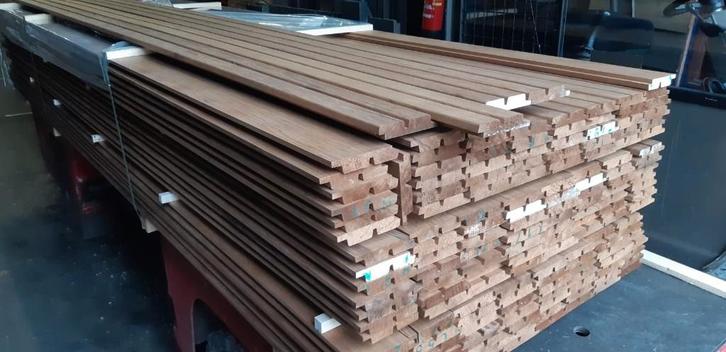 Partij 160 stuks Thermo Fraké gevelbekleding 28x128x4250mm, Tuin en Terras, Palen, Balken en Planken, Nieuw, Planken, 250 cm of meer