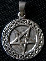 Zilveren 925 zilver kettinghanger amulet pentagram keltisch, Verzenden, Nieuw, Kruis of Symbool, Zilver
