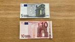 €5,- + €10,- Duisenberg - P (Nederland) - puntgaaf!!!, Postzegels en Munten, Bankbiljetten | Europa | Eurobiljetten, 10 euro, Ophalen of Verzenden
