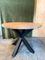 Moderne massief eiken ronde eettafel met matrix poot, Huis en Inrichting, 50 tot 100 cm, 100 tot 150 cm, Ophalen of Verzenden