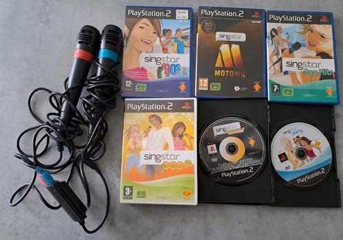 Singstar PS2 met microfoons en spellen, Spelcomputers en Games, Games | Sony PlayStation 2, Gebruikt, Muziek, 3 spelers of meer