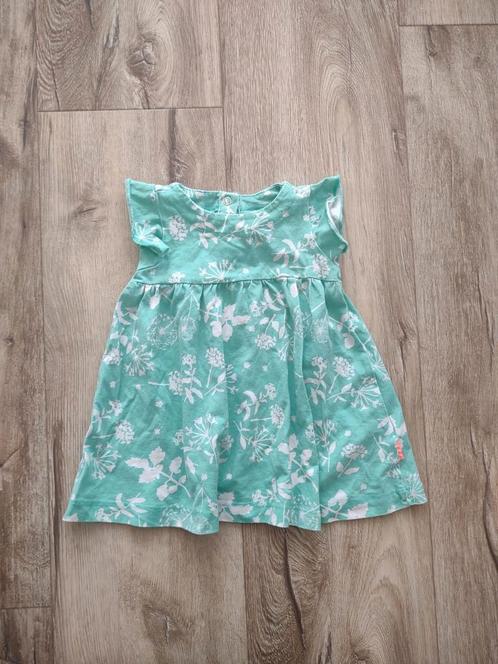 Prachtig blauw jurkje met witte bloemen, Hema, 68. Turquoise, Kinderen en Baby's, Babykleding | Maat 68, Zo goed als nieuw, Meisje