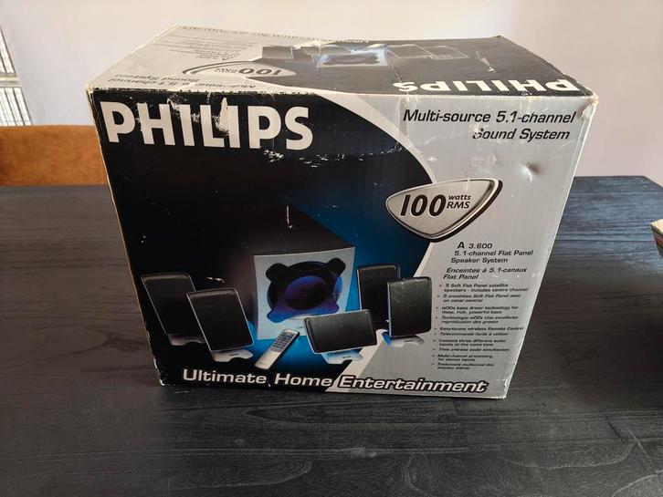 Philips 5.1 PC luidsprekerset met actieve subwoofer, Computers en Software, Pc speakers, Gebruikt, Audiokanaal 5.1, Ophalen of Verzenden