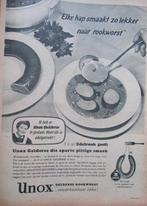 knipsel  UNOX rookworst  1953, Ophalen of Verzenden, Gebruikt, Overige typen