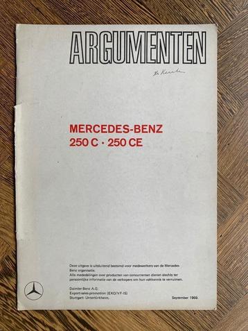 Argumenten Mercedes-Benz W114 250C 250CE 1969 NEDERLANDS beschikbaar voor biedingen