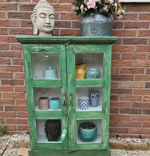 Indiaas kastje indiase kast vitrinekast vintage ptmd nieuw, Huis en Inrichting, Kasten | Vitrinekasten, Zo goed als nieuw, Minder dan 100 cm