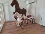 VINTAGE RETRO JAREN 50/60 METALEN TRAPAUTO PAARD EN WAGEN, Antiek en Kunst, Ophalen of Verzenden