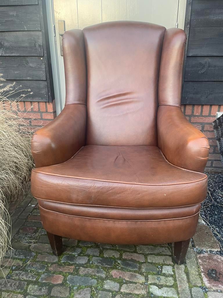 Kunstlederen fauteuil, Ophalen, Gebruikt, 75 tot 100 cm, 50 tot 75 cm
