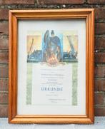 Brandweer Feuerwehr Oorkonde 1950, Ophalen of Verzenden, Landmacht, Nederland, Embleem of Badge
