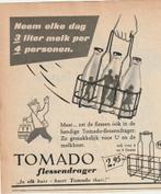 Retro reclame 1952 Tomado zuivel melk flessendrager, Verzamelen, Retro, Verzenden, Overige typen