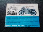 Honda wegracemotoren brochure 60 er jaren, Ophalen of Verzenden, Honda