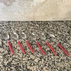6 Lepeltjes met oud rosse steeltjes., Ophalen of Verzenden