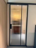 Stalen schuifdeur ribbelglas, Doe-het-zelf en Verbouw, Ophalen, 80 tot 100 cm, 215 cm of meer, Binnendeur