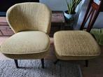 Fauteuil en voetenbankje Woood Sara okergeel, Huis en Inrichting, Ophalen, Minder dan 75 cm, Zo goed als nieuw, 50 tot 75 cm