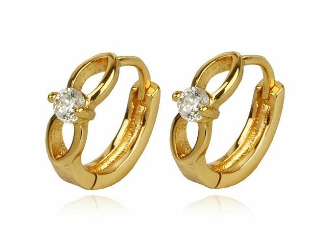 Oorbellen goud 18k creolen - oorringetjes met  zirkonia, Overige materialen, Hangers, Nieuw, Ophalen of Verzenden