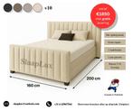 ACTIE: Nieuwe Boxspring 160x200 cm + Matras+Topper+Nachtkast, Huis en Inrichting, Slaapkamer | Bedden, Verstelbaar, Beige, Ophalen of Verzenden