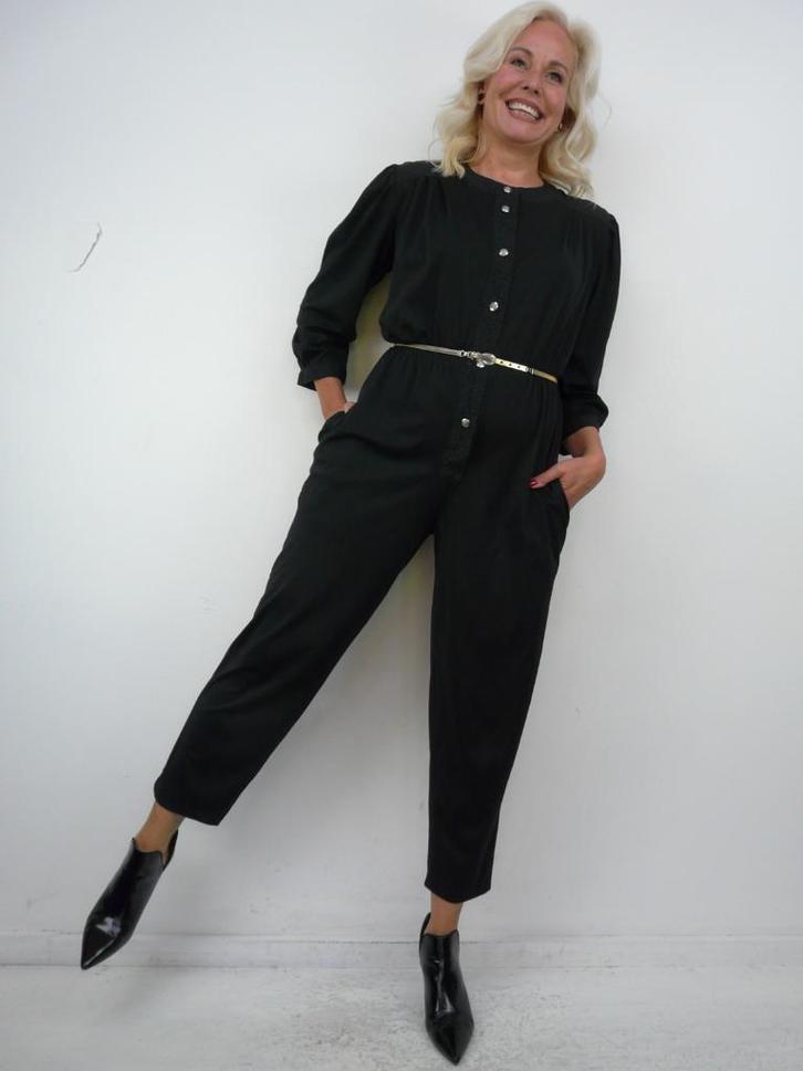 *Abfab Vintage Zwarte Jumpsuit M*, Kleding | Dames, Jumpsuits, Zo goed als nieuw, Maat 38/40 (M), Zwart, Ophalen of Verzenden