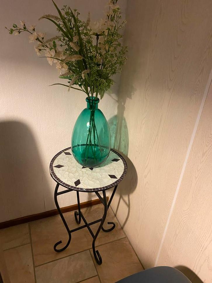 Leuke Bijzettafel, Huis en Inrichting, Tafels | Bijzettafels, Gebruikt, Rond, 45 tot 60 cm, Minder dan 55 cm, Metaal of Aluminium