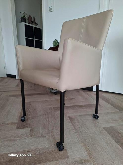 LEREN zgan eetkamerstoel, Huis en Inrichting, Stoelen, Zo goed als nieuw, Eén, Leer, Overige kleuren, Ophalen