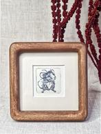 Mini print muis, handgemaakt, met lijstje 10x10 cm, Minder dan 50 cm, Oorspronkelijke maker, Nieuw, Ophalen of Verzenden