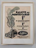 ingelijste auto-advertentie Ford jaren 30 Monte Carlo rallye, Verzamelen, Ophalen of Verzenden, Gebruikt, Auto's