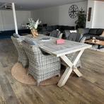 Tuinset hout/wicker – 240x100 cm – 4 stoelen – prima staat!, Verzenden, ., Zo goed als nieuw, .
