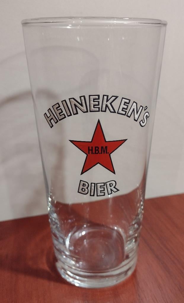 Vintage Heineken Glas Emaille Letters 35cl. (C), Verzamelen, Biermerken, Ophalen of Verzenden, Gebruikt, Glas of Glazen, Heineken