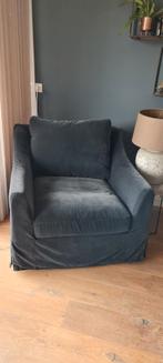 Fauteuils loveseat velours donkergrijs/zwart, Huis en Inrichting, Fauteuils, 75 tot 100 cm, Stof, 75 tot 100 cm, Zo goed als nieuw