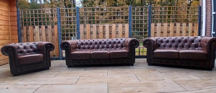 Chesterfield set 1 + 2 + 3 zits.🇬🇧, Huis en Inrichting, Banken | Complete zithoeken, Gebruikt, Ophalen of Verzenden