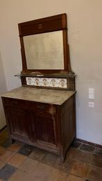 Antieke kast, kaptafel, wastafelkast met marmeren blad, Ophalen, Gebruikt