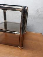 Vintage Italiaans design bijzettafel – chroom & rookglas, Ophalen of Verzenden