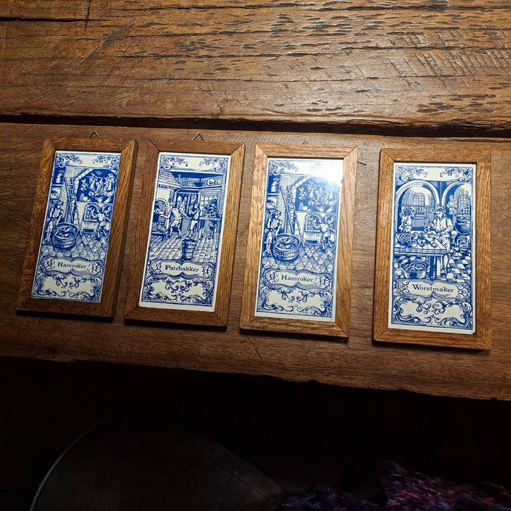 Vintage Delfsblauwe Tegeltjes - Ambachten, Antiek en Kunst, Antiek | Wandborden en Tegels, Ophalen of Verzenden
