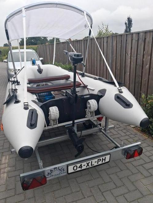 Rubberboot met elektromotor en accu., Watersport en Boten, Rubberboten, Zo goed als nieuw, Overige merken, Airdeck, Minder dan 70 pk