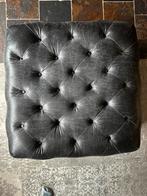 Originele Rivièra Maison poef pellini leer antraciet 85x85, Ophalen, Landelijk, romantisch, gecappitonneerd, Vierkant, Leer