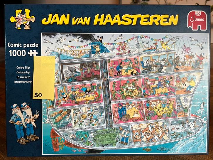 Jan van Haasteren - Cruiseschip 1000 stikjes puzzel (30), Hobby en Vrije tijd, Denksport en Puzzels, Zo goed als nieuw, 500 t/m 1500 stukjes