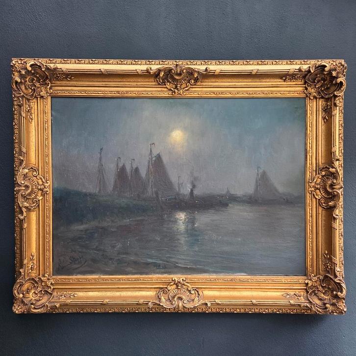 Romain Steppe Westerschelde schilderij olieverf, Antiek en Kunst, Kunst | Schilderijen | Klassiek, Ophalen of Verzenden