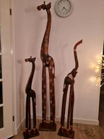 Houten dierenbeelden set, Tuin en Terras, Ophalen of Verzenden, Gebruikt, Hout, Dierenbeeld