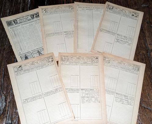 Antiek Franse agenda pagina's uit 1911 junk journal, Hobby en Vrije tijd, Scrapbooking, Gebruikt, Ophalen of Verzenden