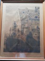 Amsterdams grachtenpand. D. Harting (1884-1970). 58/75 cm., Antiek en Kunst, Kunst | Etsen en Gravures, Ophalen