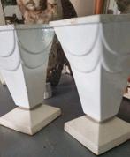 Paar Art Deco Brocante vazen gietijzeren wit geëmailleerd, Ophalen of Verzenden