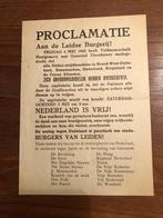 4 Mei 1945 Bevrijding Leiden. Proclamatie voor de bevolking., Ophalen of Verzenden, Gelezen