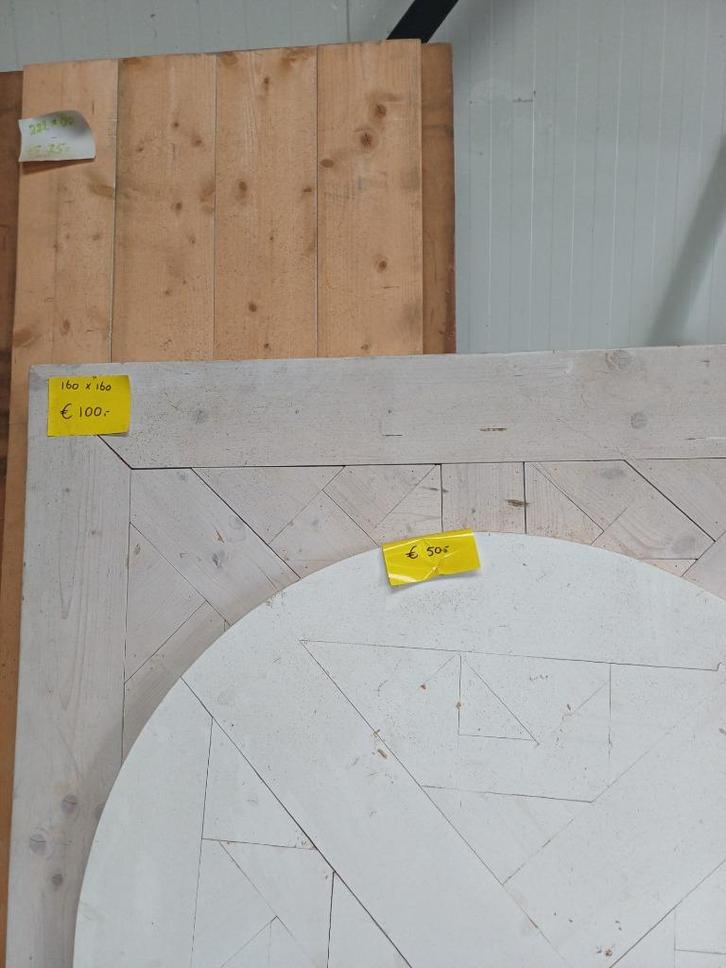 Uniek handgemaakt vierkant houten tafelblad, Huis en Inrichting, Tafels | Eettafels, Zo goed als nieuw, 150 tot 200 cm, 150 tot 200 cm